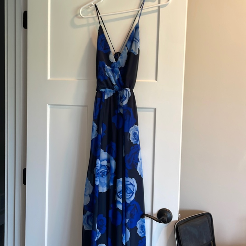 Lulus Blue Floral Maxi Dress